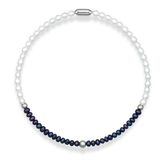 White and black pearl choker necklace on white background